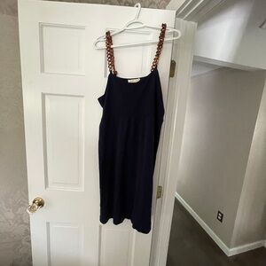 Tory Burch xl tortoise chain slip dress navy